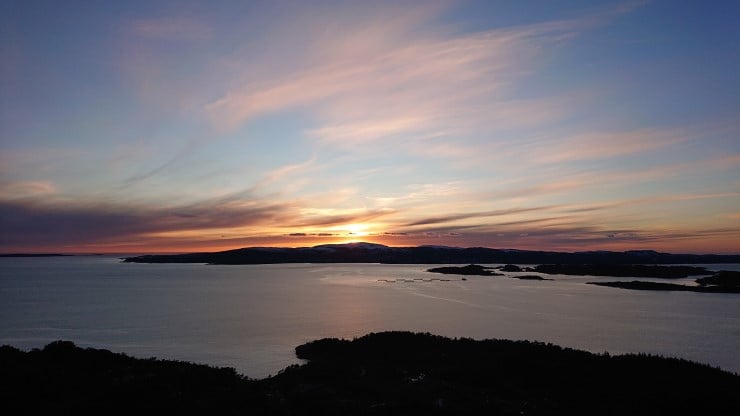 akvakultur i solnedgang