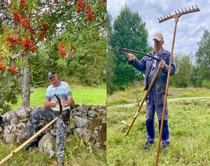 Kyndige gamlekarer er med på laget og viser hvordan bryne skal brukes