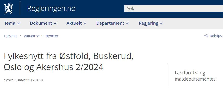 Skjermdump fra regjeringen.no 11.12.2024