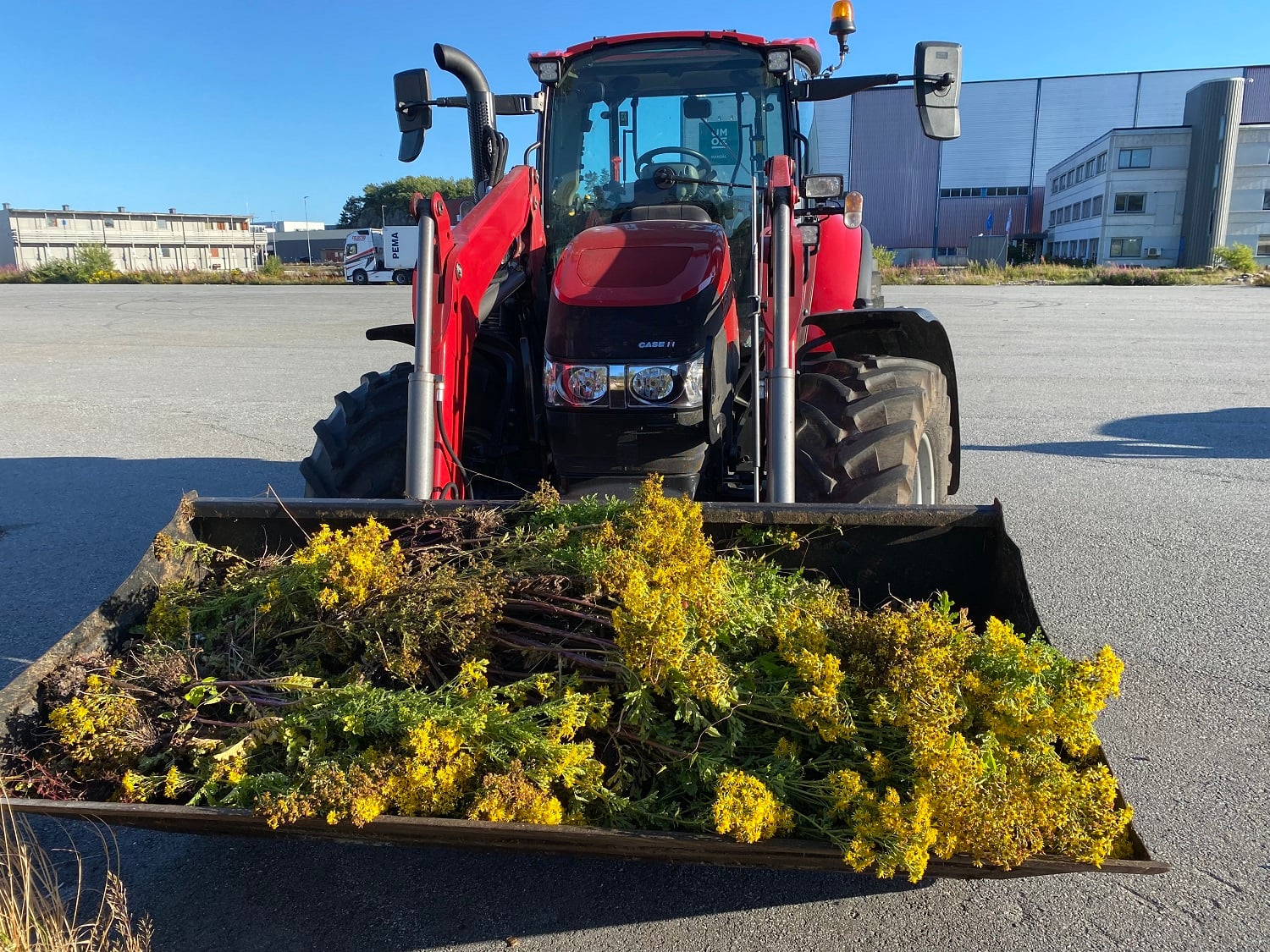 Traktor med landøyda på Gismerøya.