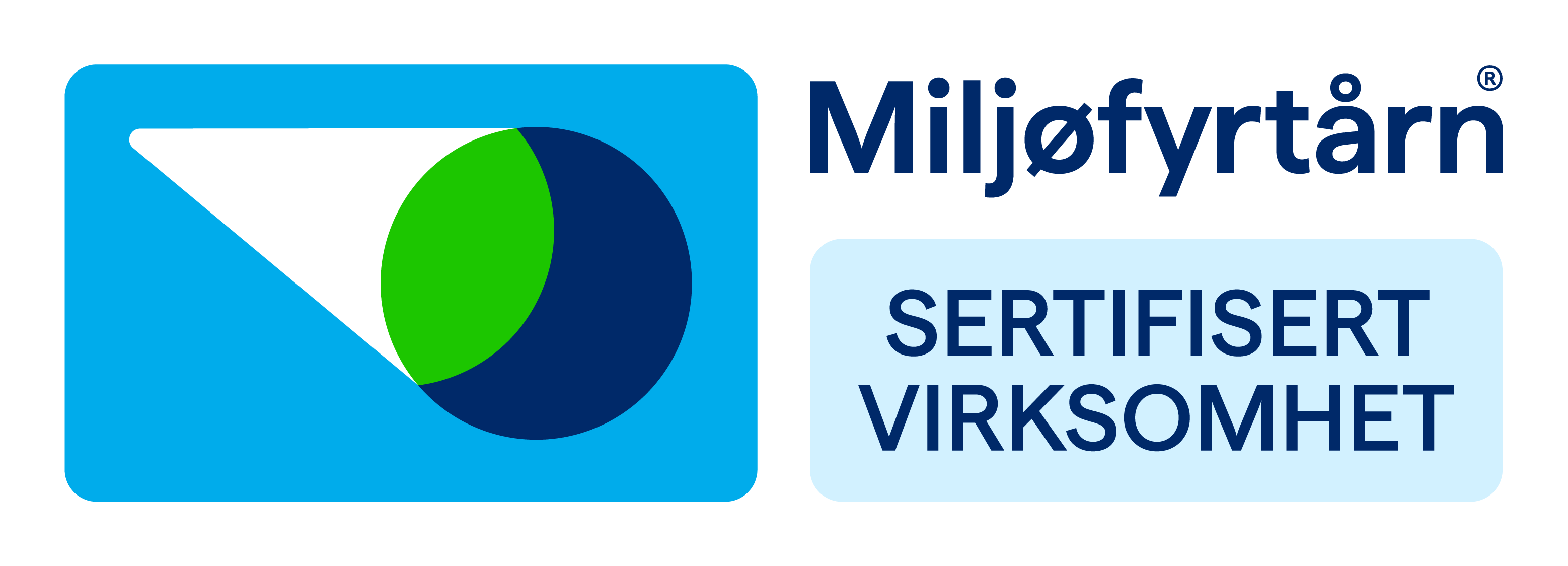 Enkel grafisk illustrasjon som viser lyset fra en fyrlykt mot en grønn og mørkeblå sirkel.