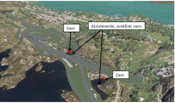Dammar på austsida av Storavatnet