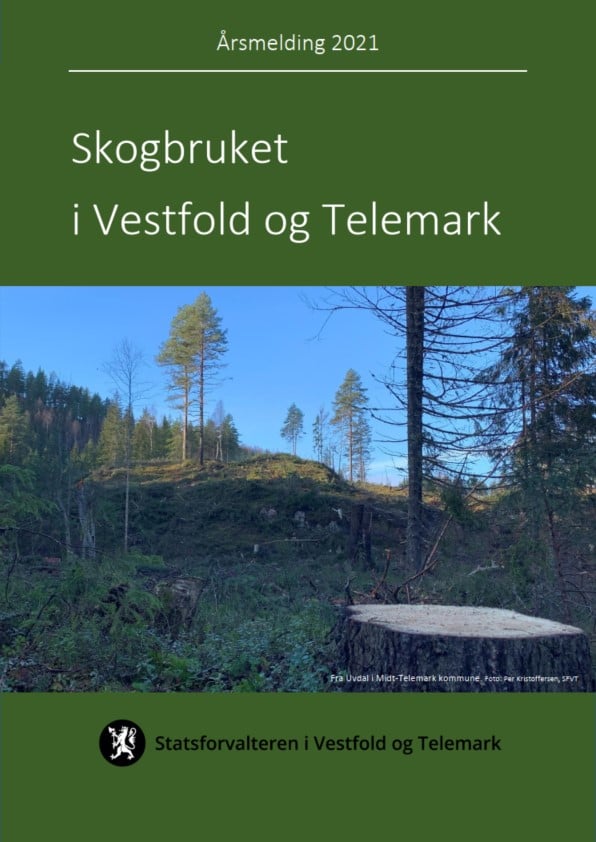 Bilde av forsiden av årsmelding for skogbruket i Vestfold og Telemark 2021