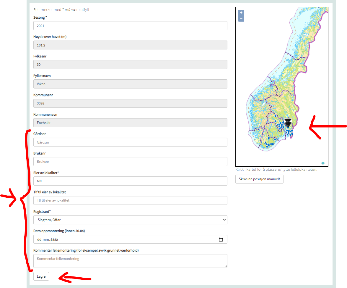 Skjermbilde redigering av kart