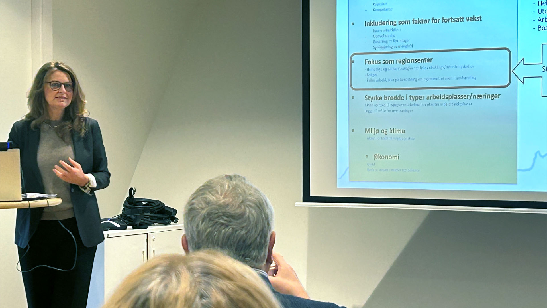 Konstituert rådmann i Alstahaug kommune, Connie Helene Pettersen, leder dialogmøte med Statsforvalteren i Nordland