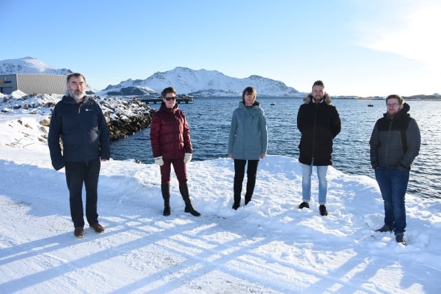Fjordgruppa, fra venstre vannområdekoordinator Are Johansen, Karin Schön fra Insula, Synnøve Straumbotn fra Asplan Viak (for Vestvågøy kommune), Gøran Ellingsen fra Horn Slakteri og Audun Skjønnås fra Lofoten Industri