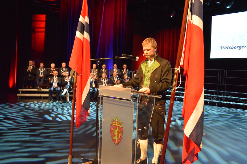 Statsforvaltar Bent Høie leia dagens statsborgarseremoni i Stavanger. 