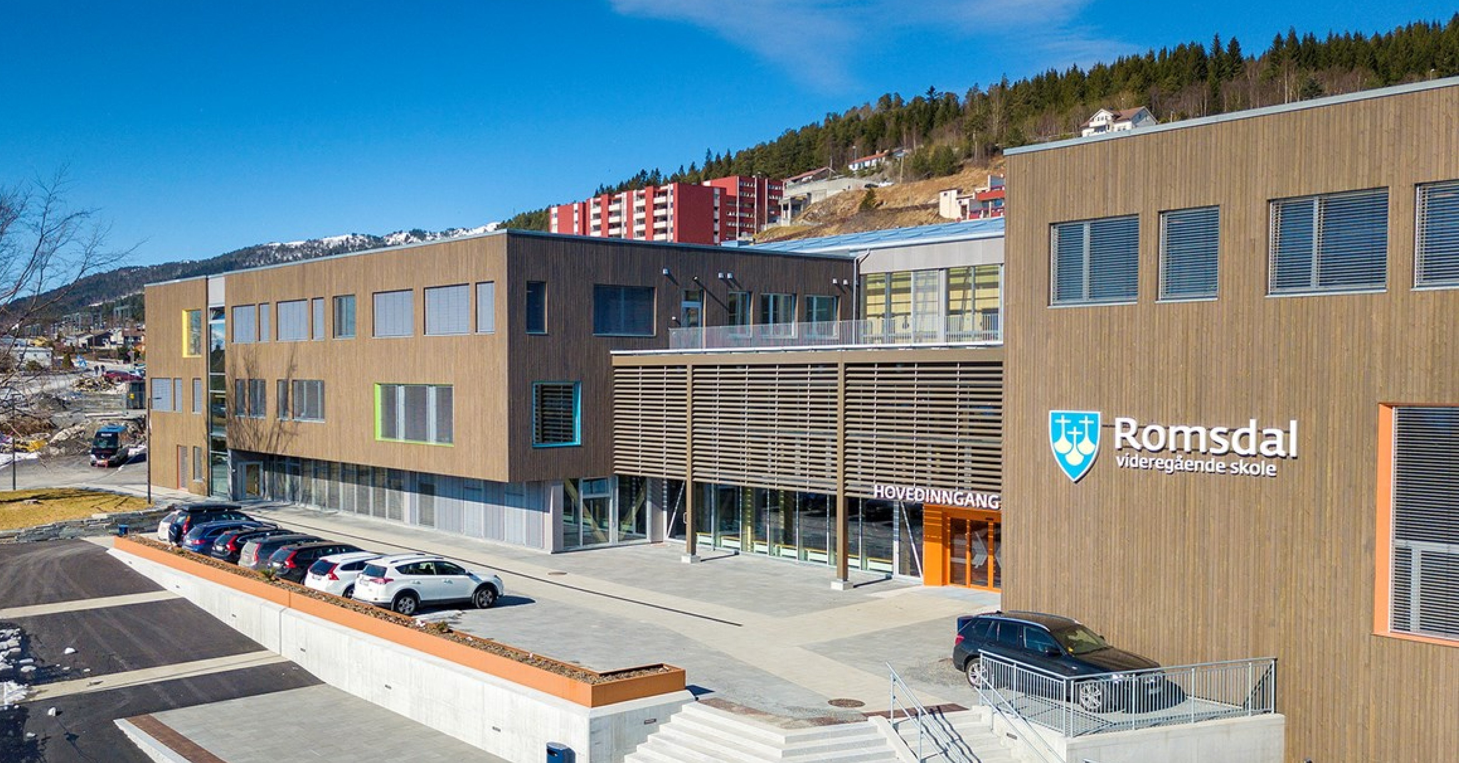 Romsdal Videregående skole i Molde er bygd i tre.