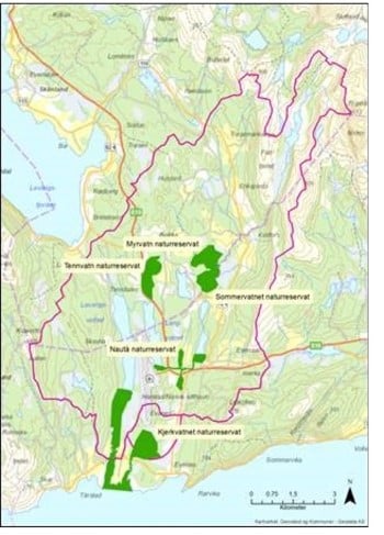 Kartutsnitt over vassdragsområdet (klikk for større bilde) Kartutsnitt over vassdragsområdet (klikk for større bilde)