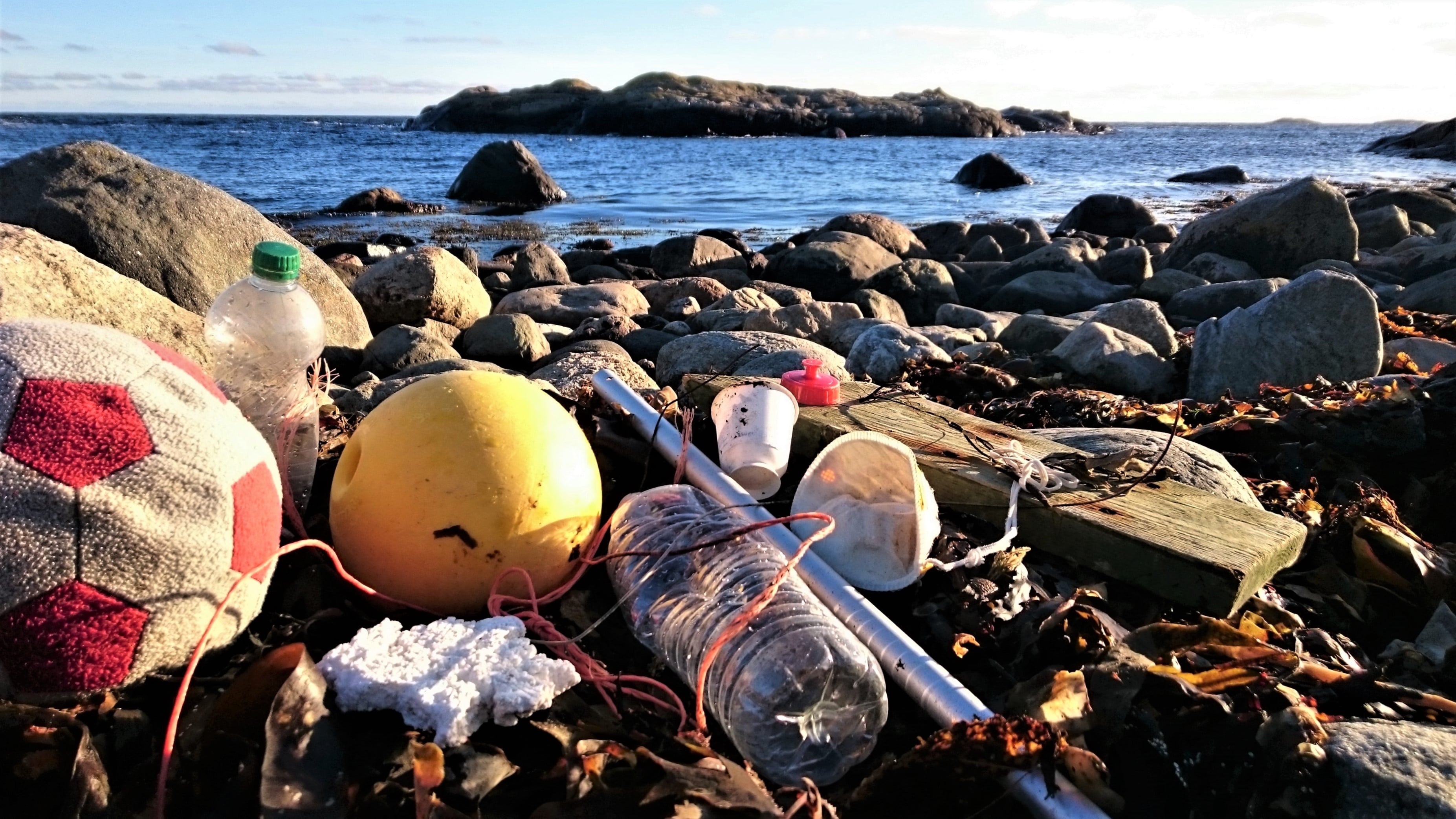 Fotografi av søppel på Ærøya utenfor Arendal. 