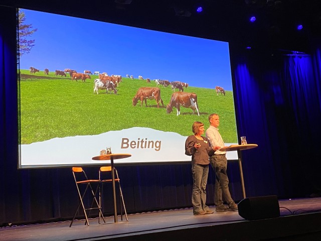 Inga Skretting Timpelen og Lars Byberg Timpelen held føredrag på Landbrukskonferansen 2024