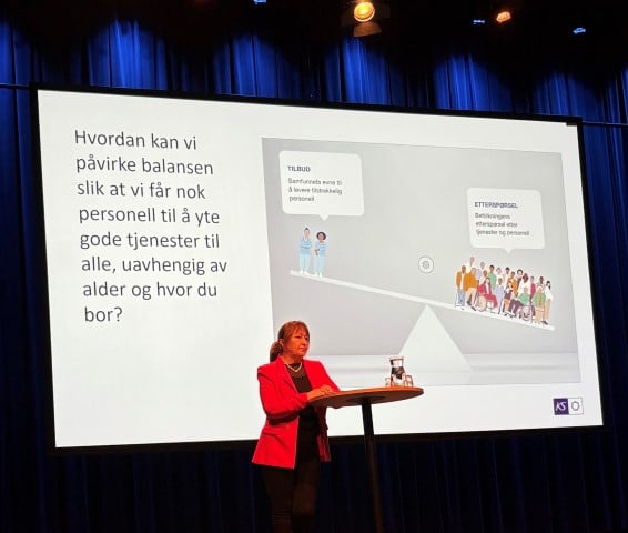 Gunn Marit Helgesen, styreleiar i Kommunesektorens organisasjon, under Inn på tunet- konferansen i Stavanger.