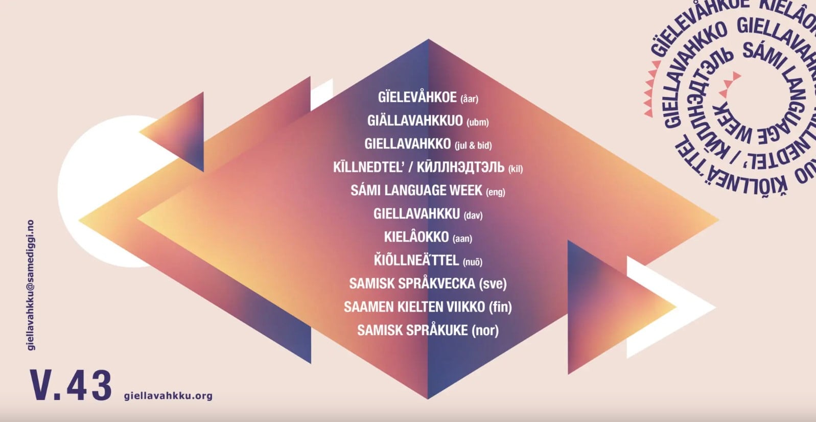 Grafisk design av informasjon om samisk språkuke 2024