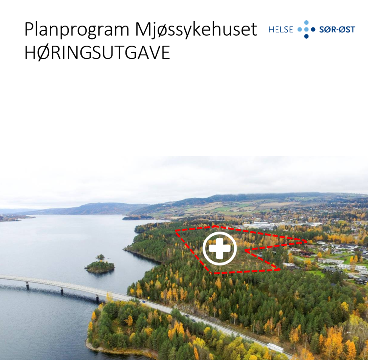 Viser et oversiktsbilde over området det nye Mjøssykehuset skal etableres.